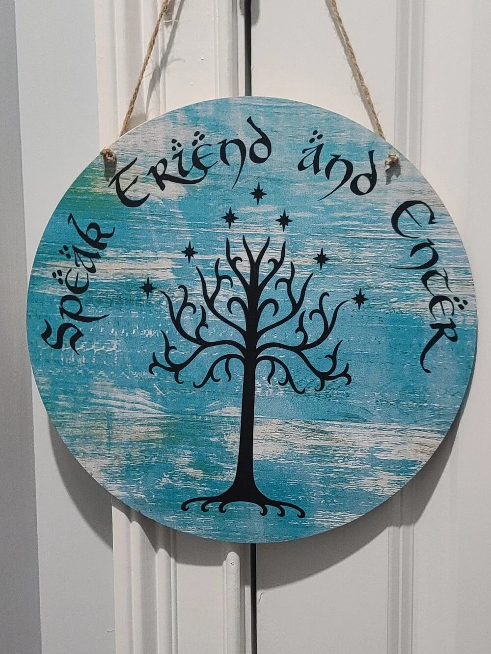 LOTR Lord Of The Rings Elven Speak Friend And Enter Wooden Door Wall Hanger